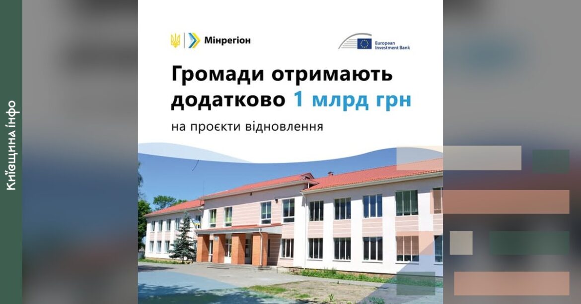 Уряд додав 1 млрд грн на відновлення громад у 16 областях, включно з Київщиною