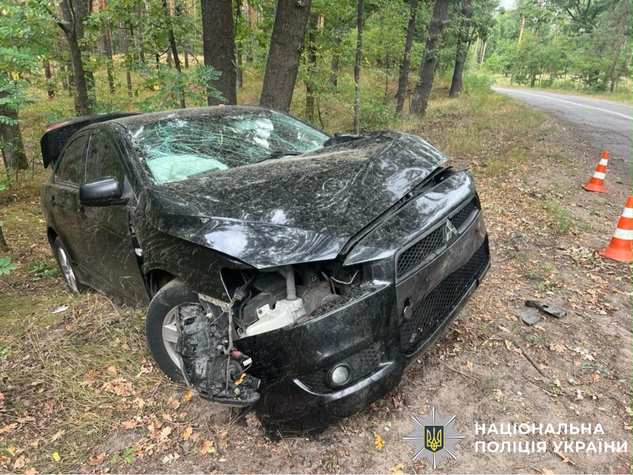 На Київщині Mitsubishi Lancer врізався в дерево: травмовано чотирьох пасажирів